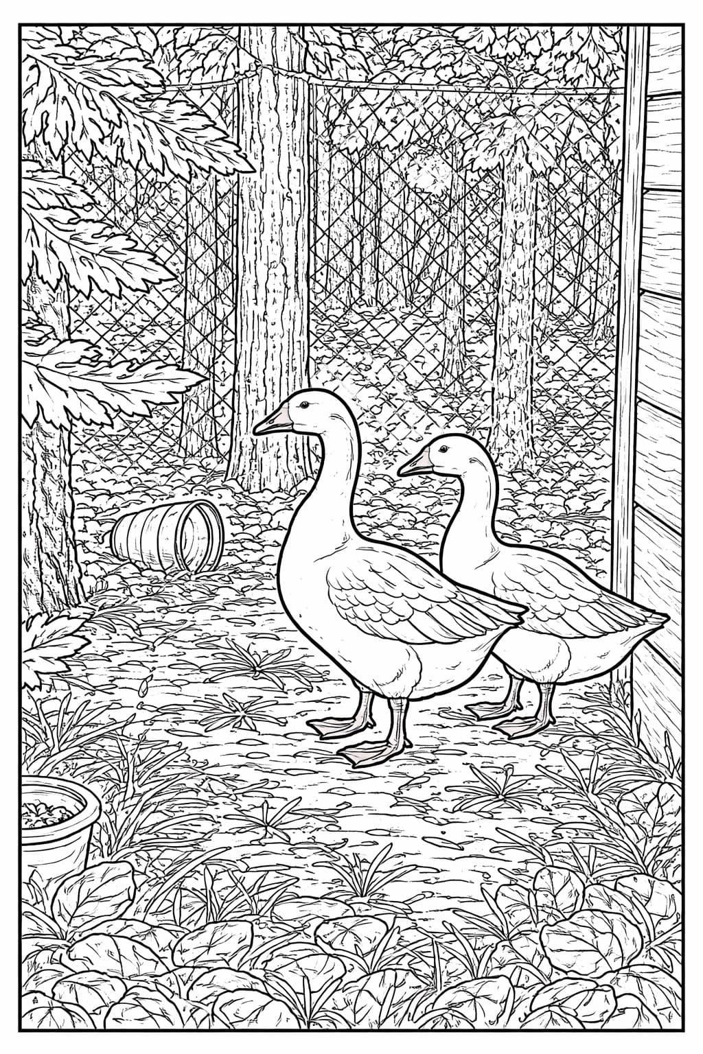 Geese by the Fence